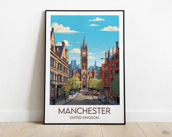 Manchester Print - England City Poster - Custom Personalised Wedding Birthday Gift