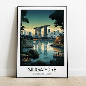 Singapur Reisedruck - Südostasien Poster - Individuell personalisiertes Hochzeit Geburtstagsgeschenk