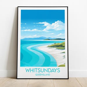 Pfingstsonntage Island Reise-Druck - Australien Poster - Individuell personalisiertes Hochzeit Geburtstagsgeschenk