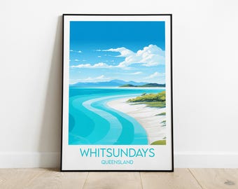Whitsundays Island Travel Print - Australia Poster - Custom Personalised Wedding Birthday Gift