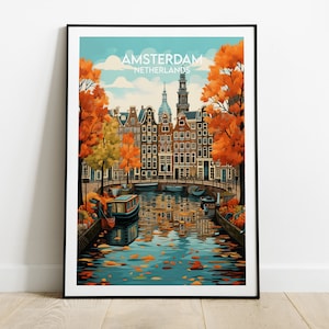 Stampa di viaggio di Amsterdam - Poster dei Paesi Bassi - Regalo di compleanno personalizzato per matrimonio