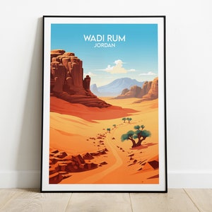 Impression de voyage Wadi Rum - Poster Jordanie - Cadeau d'anniversaire de mariage personnalisé