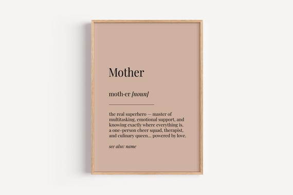Mother Mum Definition Print - Dictionary Poster - Birthday Mothers