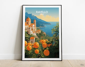 Ravello Amalfi Coast Travel Print - Italy Poster - Custom Personalised Wedding Birthday Gift