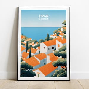 Hvar Travel Print - Croatia Poster - Custom Personalised Wedding Birthday Gift