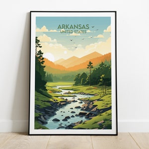 Impression de voyage en Arkansas - Poster des États-Unis - Cadeau d'anniversaire de mariage personnalisé
