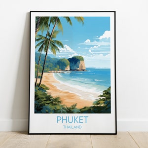 Phuket Travel Print - Thailand Poster - Custom Personalised Wedding Birthday Gift