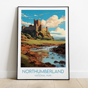 Northumberland National Park Travel Print - England UK Poster - Custom Personalised Wedding Birthday Gift