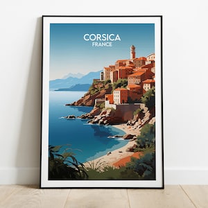 Impressão de viagem da Córsega - Pôster da França - Presente de aniversário de casamento personalizado