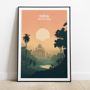 Impression de voyage en Inde - Poster Asie du Sud - Cadeau d'anniversaire de mariage personnalisé