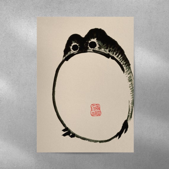 Japanese Frog Wabi Sabi Print | A3 A4 A5 | Japanese Vintage