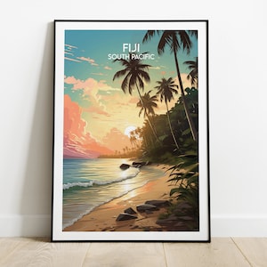 Fidschi Reise Print - Südsee Poster - Individuell personalisiertes Hochzeit Geburtstagsgeschenk