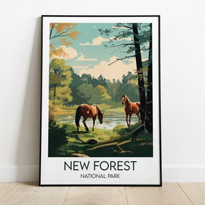 New Forest National Park reisafdruk - poster Engeland VK - aangepaste gepersonaliseerde bruiloft verjaardagscadeau