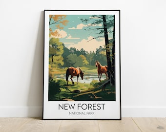 New Forest National Park Travel Print - England UK Poster - Custom Personalised Wedding Birthday Gift