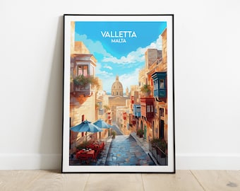 Valletta Travel Print - Malta Poster - Custom Personalised Wedding Birthday Gift