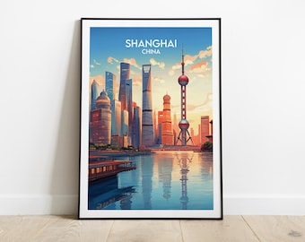 Shanghai Travel Print - China Poster - Custom Personalised Wedding Birthday Gift