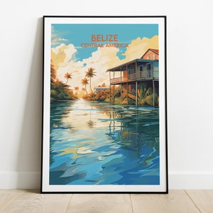 Impression voyage Belize - Poster Amérique centrale - Cadeau d'anniversaire de mariage personnalisé