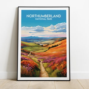 Northumberland National Park Travel Print - England Poster - Custom Personalised Wedding Birthday Gift