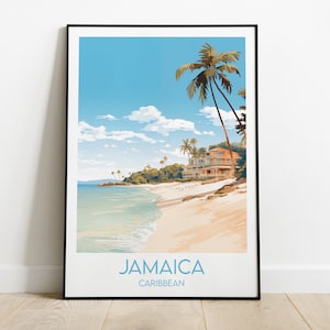 Jamaica Travel Print - Caribbean Poster - Custom Personalised Wedding Birthday Gift