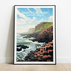 Giants Causeway Travel Print - Northern Ireland Poster - Custom Personalised Wedding Birthday Gift