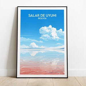 Uyuni Salt Flats Travel Print - Bolivia Poster - Custom Personalised Wedding Birthday Gift