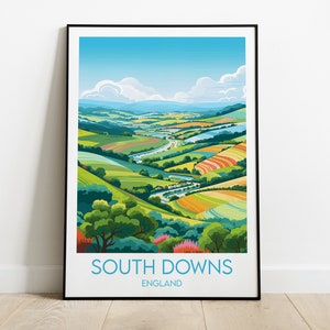 South Downs National Park Travel Print - England UK Poster - Custom Personalised Wedding Birthday Gift