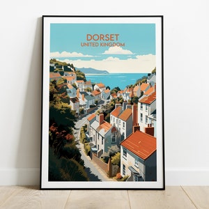 Impression de voyage dans le Dorset - Poster Angleterre Royaume-Uni - Cadeau d'anniversaire de mariage personnalisé