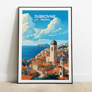 Dubrovnik Travel Print - Croatia Poster - Custom Personalised Wedding Birthday Gift
