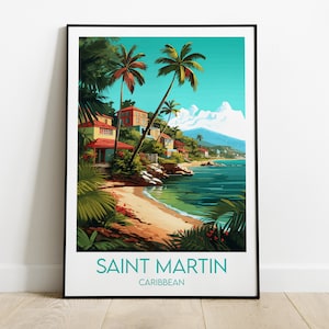 Impresión de viaje a San Martín - Póster del Caribe - Regalo personalizado para bodas y cumpleaños