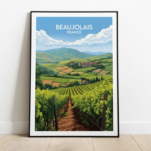 Beaujolais Vineyards Reisedruck - Frankreich Poster - Individuelles Hochzeit Geburtstagsgeschenk