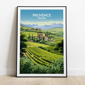 Provence Vineyards Travel Print - France Poster - Custom Personalised Wedding Birthday Gift
