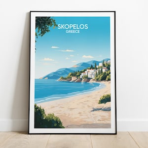 Skopelos Travel Print - Greece Poster - Custom Personalised Wedding Birthday Gift