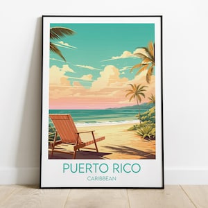 Puerto Rico Travel Print - Caribbean Poster - Custom Personalised Wedding Birthday Gift
