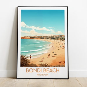 Bondi Beach Travel Print - Australia Poster - Custom Personalised Wedding Birthday Gift