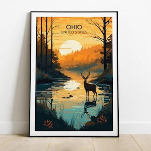 Ohio Travel Print - United States Poster - Custom Personalised Wedding Birthday Gift