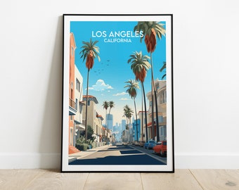 Los Angeles Travel Print - United States Poster - Custom Personalised Wedding Birthday Gift