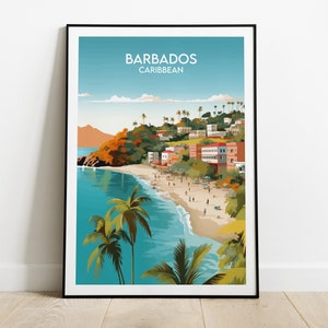 Stampa di viaggio Barbados - Poster caraibico - Regalo di compleanno e matrimonio personalizzato