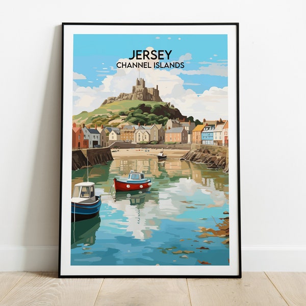 Jersey Travel Print - Channel Islands Poster - Custom Personalised Wedding Birthday Gift