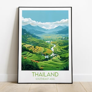 Thailand Travel Print - Southeast Asia Poster - Custom Personalised Wedding Birthday Gift