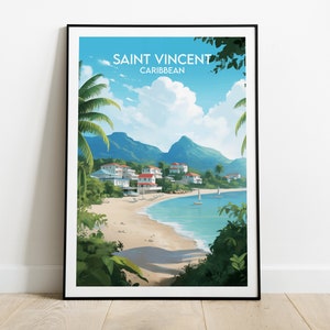 Saint Vincent Travel Print - Caribbean Poster - Custom Personalised Wedding Birthday Gift