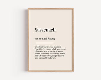 Sassenach Definition Print - Dictionary Poster - Scottish Family Wall Art Funny Gift For Him Her