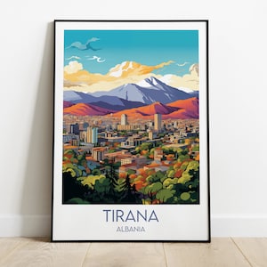 Tirana Travel Print - Albanien Poster - Individuell personalisiertes Hochzeit Geburtstagsgeschenk