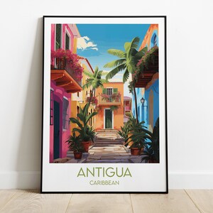 Antigua Reisedruck - Karibik Poster - Individuell personalisiertes Hochzeit Geburtstagsgeschenk
