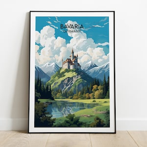 Bavaria Travel Print - Germany Poster - Custom Personalised Wedding Birthday Gift