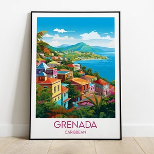 Grenada Reisedruck - Karibik Poster - Individuell personalisiertes Hochzeit Geburtstagsgeschenk