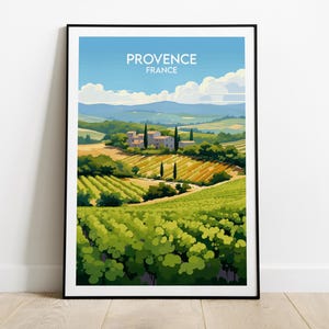 Provence Vineyards Travel Print - France Poster - Custom Personalised Wedding Birthday Gift
