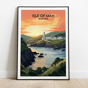 Stampa di viaggio dell'Isola di Man - Poster del Mare d'Irlanda - Regalo di compleanno personalizzato per matrimonio
