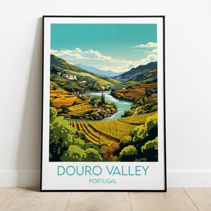 Douro Valley Travel Print - Portugal Poster - Custom Personalised Wedding Birthday Gift