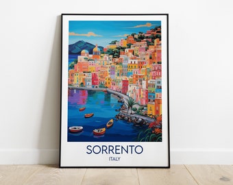 Reisafdruk Sorrento - poster Italië - aangepaste gepersonaliseerde bruiloft verjaardagscadeau