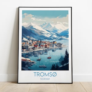 Tromsö Travel Print - Norwegen Poster - Individuell personalisiertes Hochzeit Geburtstagsgeschenk